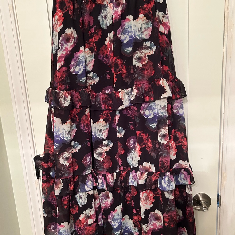 Floral Ruffle Maxi Skirt